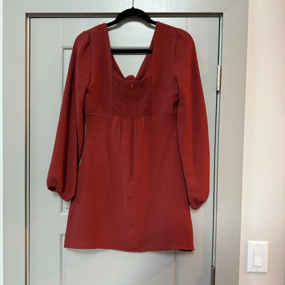 ALTAR'D STATE | Long Sleeve Deep Cut Knot Mini Dress Size Medium - Picture 2 of 11